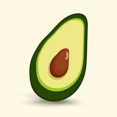 Hallf green slice avocado fresh fruit concept. and Products for healthy diet. Vector flat illustration on isolated light background.