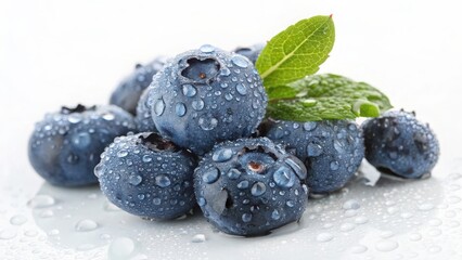 Freshly Picked Organic Blueberries with Water Drops for Recipe Video Content