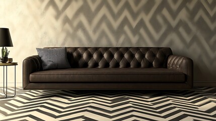 Sophisticated design of ornamental zigzag motifs with rhythmic angular patterns for dynamic interior and exterior detailing