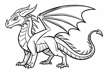 Fototapeta premium coloring page line art the dragon black vector