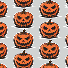 Collection of carved pumpkins with various scary and funny expressions, perfect for Halloween themes. Vector cartoon illustration
