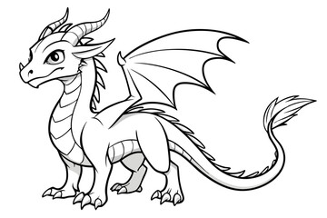 coloring page line art the dragon black vector