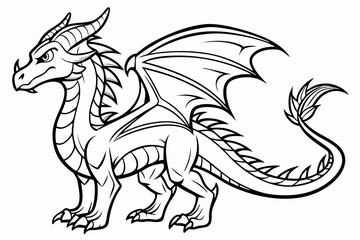 coloring page line art the dragon black vector