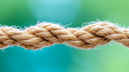 Fototapeta premium Close Up Image of a Braided Rope with Natural Texture and Green Background