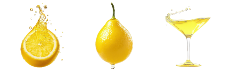  set of a lemon drop isolated a transform background.