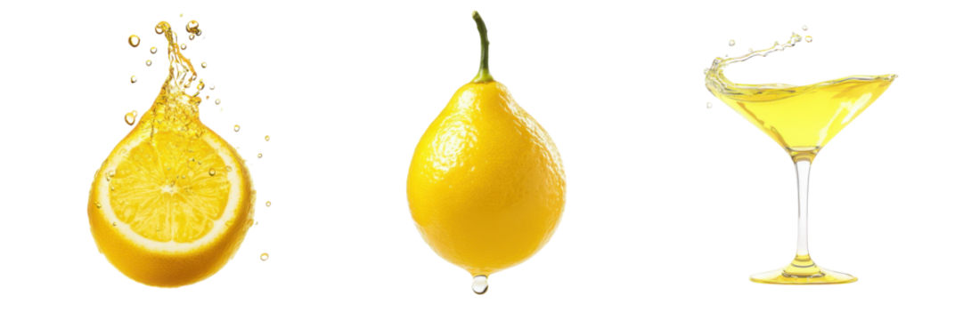  set of a lemon drop isolated a transform background.