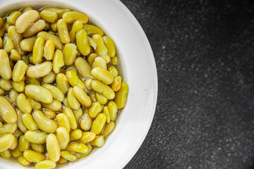 Beans flageolet green bean fresh delicious gourmet food background on the table rustic food top view copy space keto and paleo diet vegetarian and vegan food