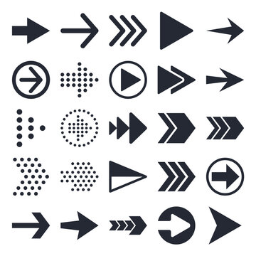 Set of arrows icon logo vector illustration. arrows pack symbol template for graphic and web design collection
