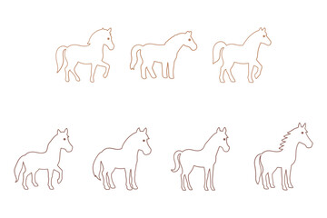 Horse Outline Animal Icon Set