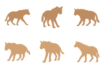 Hyena Silhouette Animal Icon Set