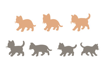 Kitten Silhouette Animal Icon Set