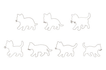 Kitten Outline Animal Icon Set