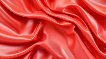 Obraz premium Flowing Red Fabric Texture Closeup with Glossy Satin Look Draped