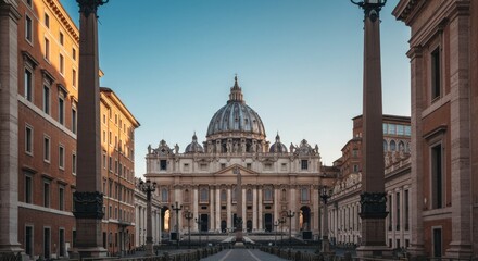 Fototapeta premium A grand view of Saint Peters Basilica in Rome Italy