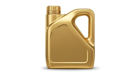 Golden Oil Container Isolated on White Background for Automotive Maintenance