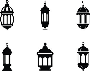 Elegant Traditional Eid Lantern Silhouette Set for Ramadan and Islamic Decor