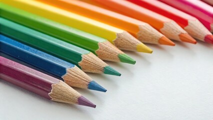 Rainbow Art Pencils on White for School and Workshop Use