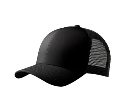 Black baseball cap with mesh back panel