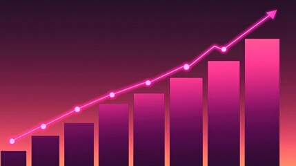 Positive growth trend, upward movement, rising sales, increasing profits, financial success
