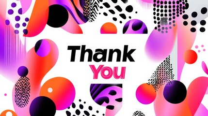 Vibrant Abstract Background with Thank You Text in Bold, Modern Design Featuring Colorful Shapes and Patterns for Appreciation and Gratitude