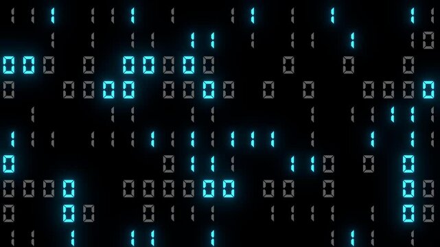 Digital binary numbers glowing simple programming 2d animation. Can be used to represent high technology algorithm, cyber security encryption or software language
