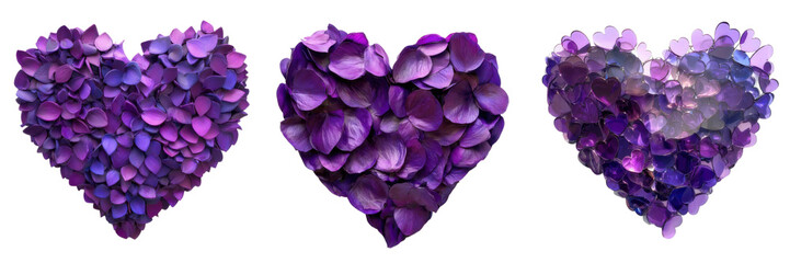 Fototapeta premium set of a heart of purple isolated a transform background.
