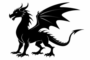the dragon icon set black silhouette vector