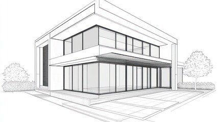 Modern House Architectural Drawing Exterior View