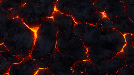 Molten lava texture with glowing cracks and dark volcanic rock