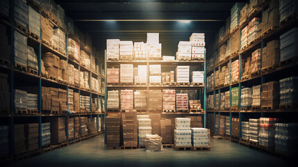 Boxes kept on shelves in the warehouse Hypnotic