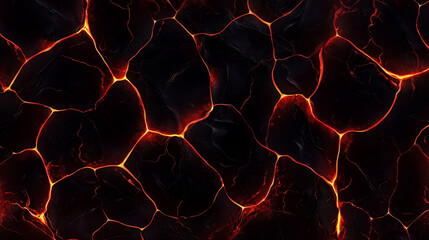 Molten lava texture with glowing cracks and dark volcanic rock