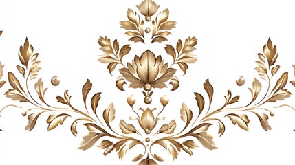 Gold ornate damask border, elegant floral design.