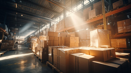 Boxes kept on shelves in the warehouse Hypnotic