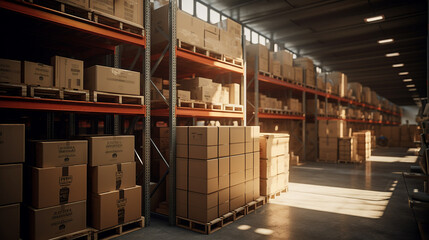 Boxes kept on shelves in the warehouse Hypnotic