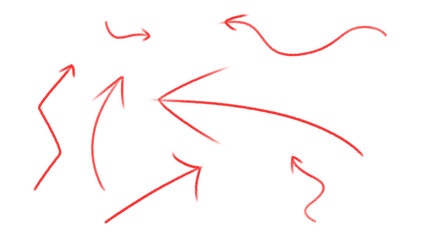 red hand drawing grunge arrows