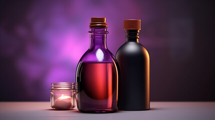 Brown glass bottle with paper empty label