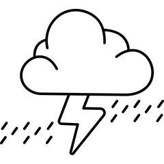 Cloud with rain vector icon in line style