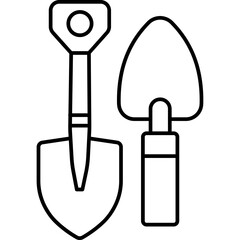 Gardening tools vector icon in line style