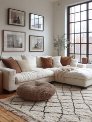 Cozy Modern Living Room with Neutral Decor and Large Window