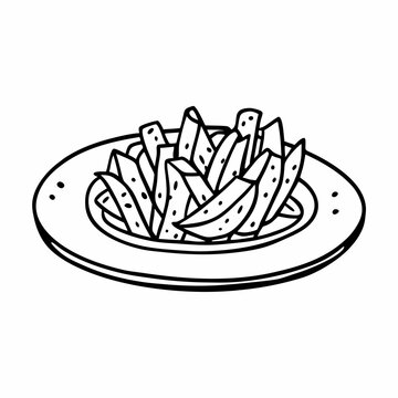 recommend clip art: Monochrome  Illustration of French Fries on Plate for Food Design
