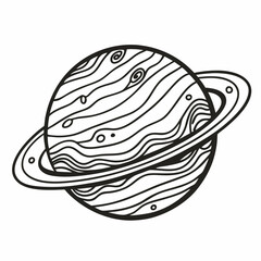 Obraz premium Hand Drawn Saturn Illustration with Rings and Textured Patterns for Coloring