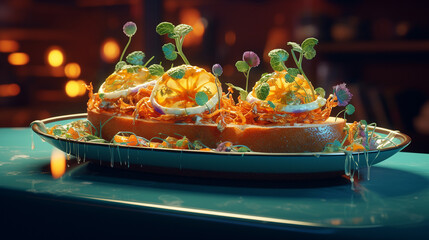 Bruschetta with half baked egg Energetic photo