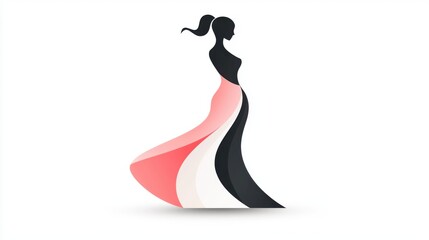 Fototapeta premium Elegant silhouette of a woman in a flowing dress
