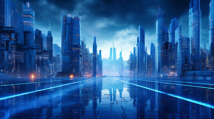 Blue city buildings sceneint ensivete chnology photo