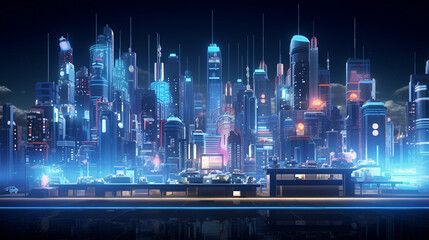 Blue city buildings sceneint ensivete chnology photo