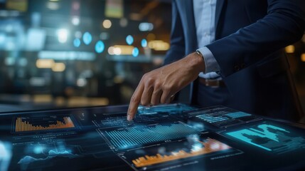 A startup founder analyzes a futuristic blueprint, envisioning innovative designs and concepts for future projects.