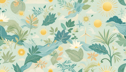 Elegant seamless floral pattern with vintage leaves and butterflies