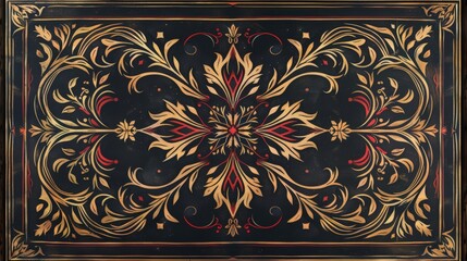 Obraz premium Ornate, symmetrical, floral, dark background pattern