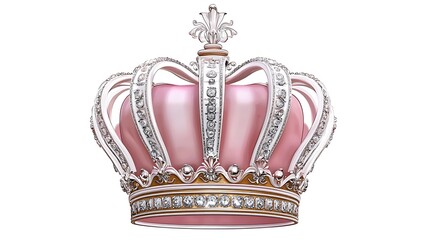 Pink Royal Crown with White Background.