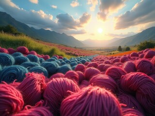Fototapeta premium knitting mother of yarn, background about knitting for handicrafts.